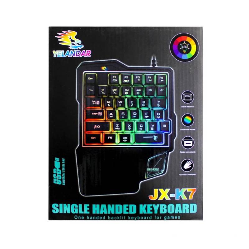 Teclado gamer una mano con luz