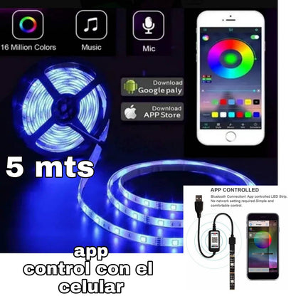 CINTA LED CONTROL APP CELULAR  5 metros